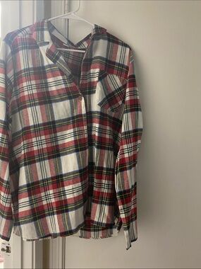 Old Navy Red, White & Navy Plaid Flannel Pajama Top